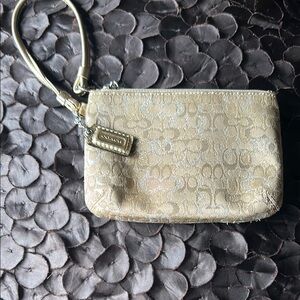 Coach Gold and Silver Clutch with Textured Design